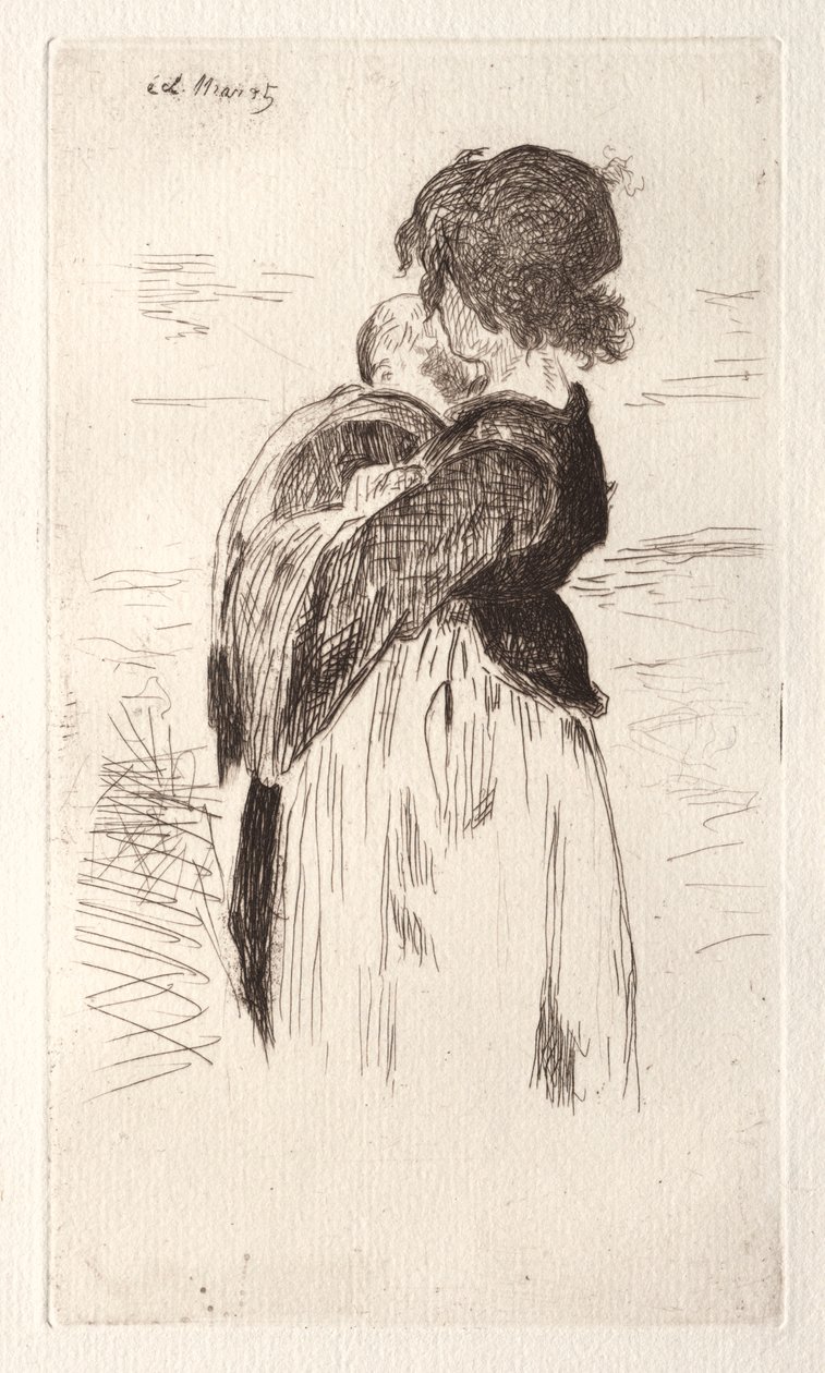 La pequeña niña sosteniendo un bebé de Édouard Manet