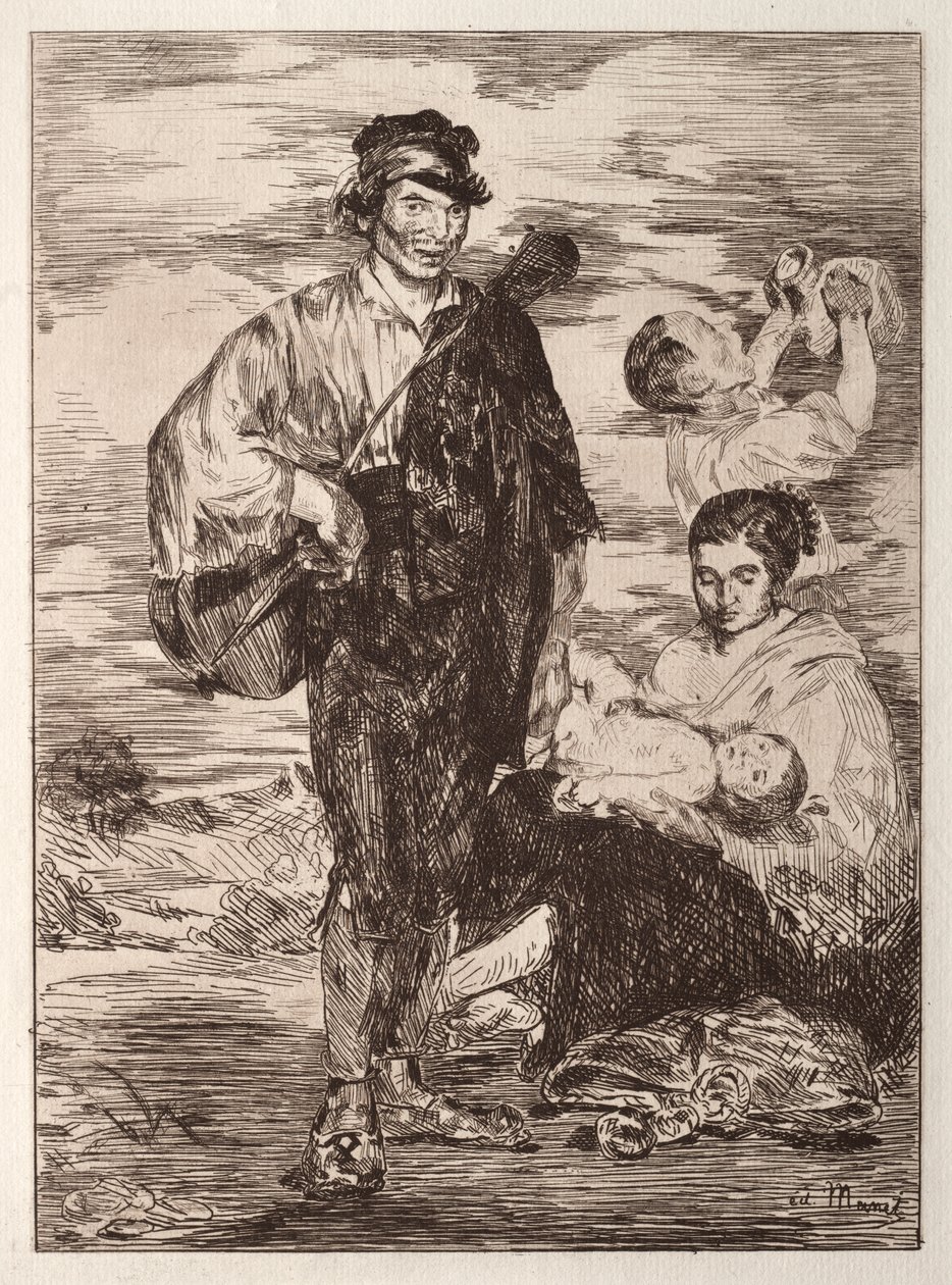 Los gitanos (aguafuerte) de Édouard Manet
