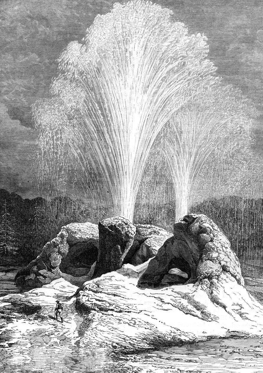 Un géiser, EE.UU., siglo XIX de Edouard Riou