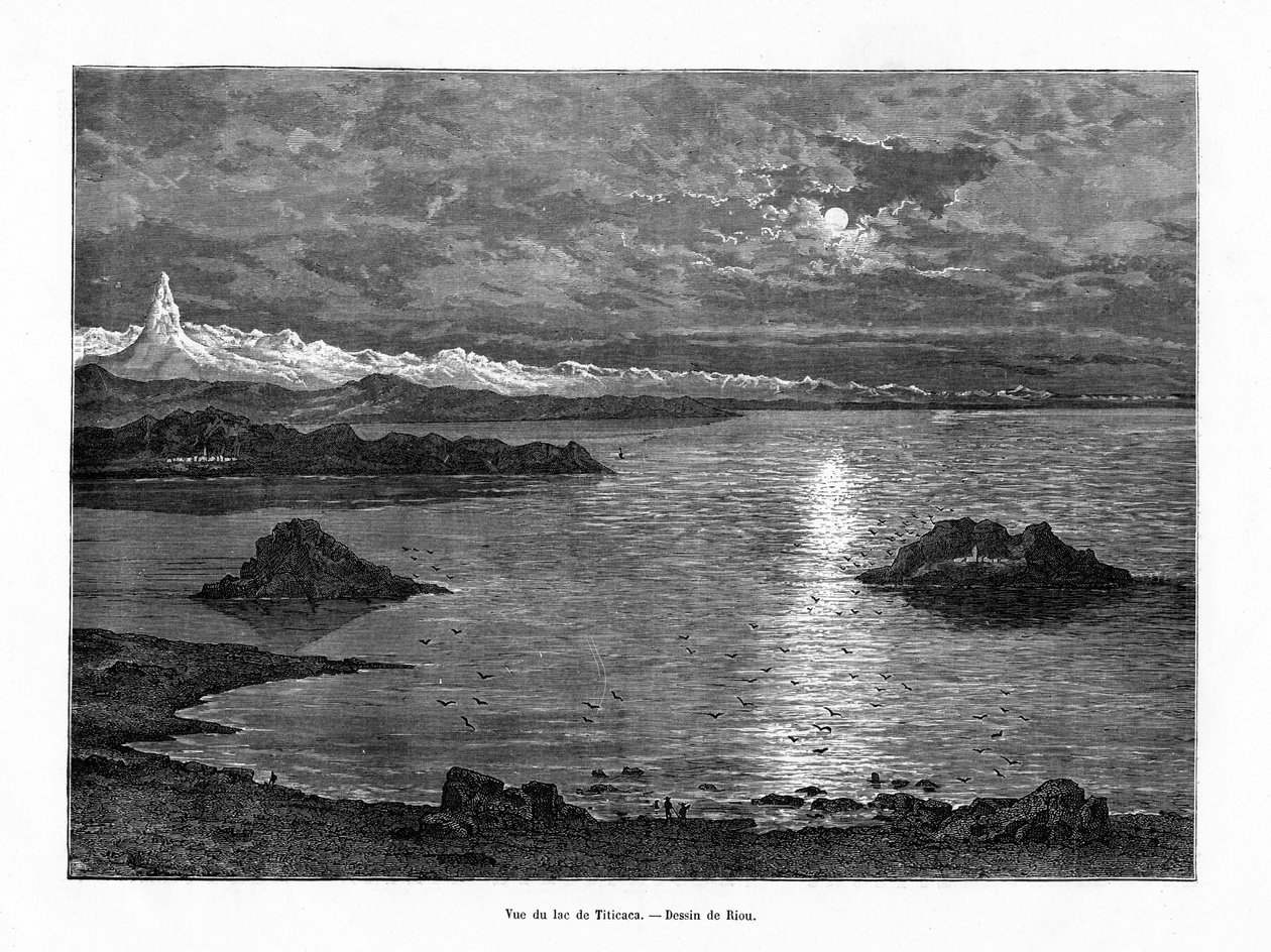 Lago Titicaca, América del Sur, siglo XIX de Edouard Riou