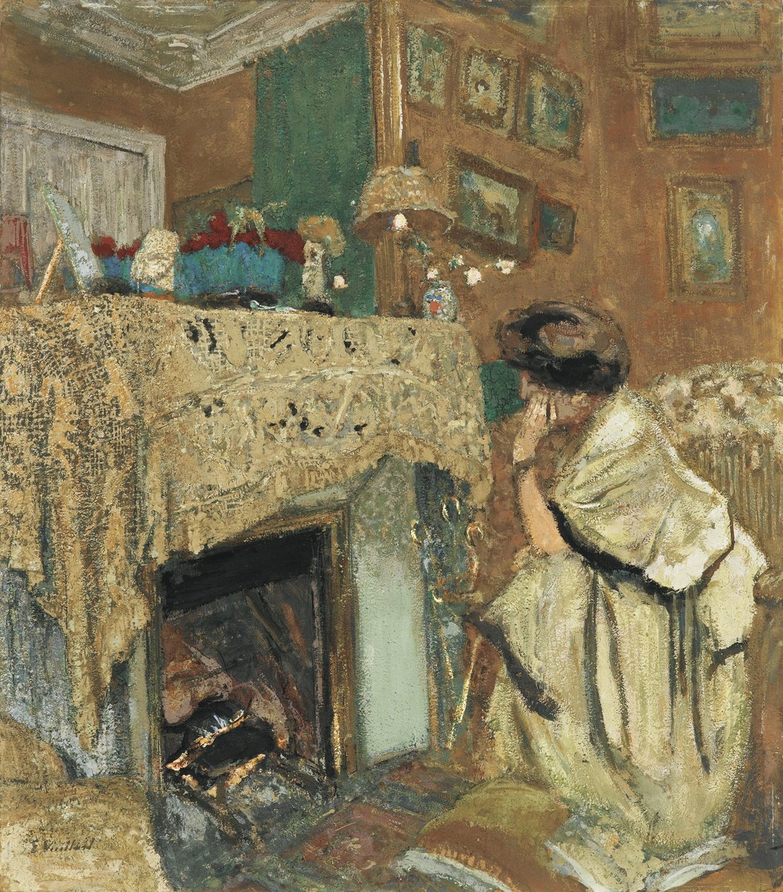 Madame Hessel junto a la chimenea de Edouard Vuillard