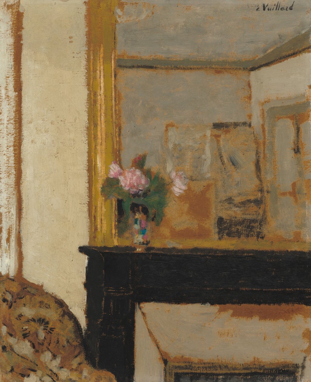 Jarrón de Flores en una Repisa de Edouard Vuillard
