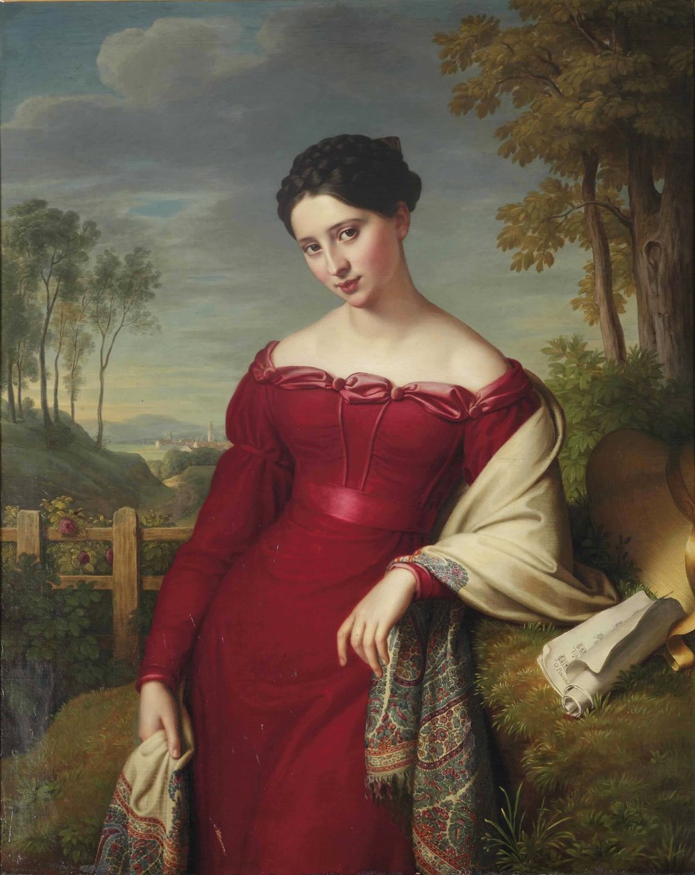 Retrato de una joven dama elegante de Eduard Friedrich Leybold