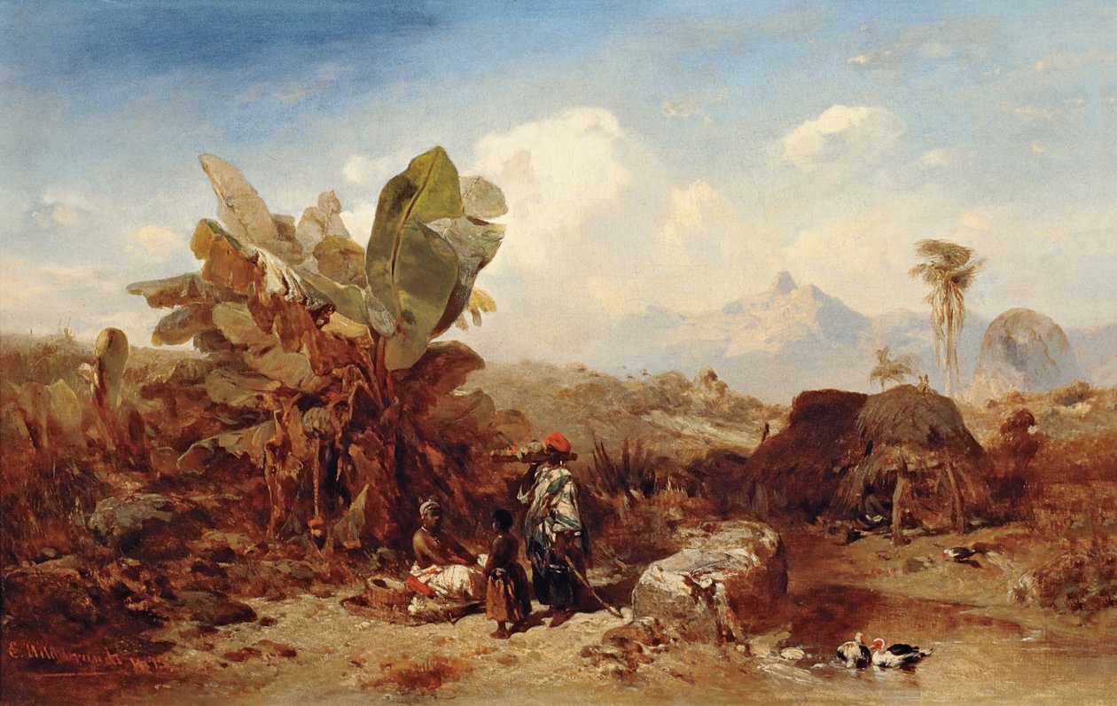 Paisaje con personas negras de Eduard Hildebrandt