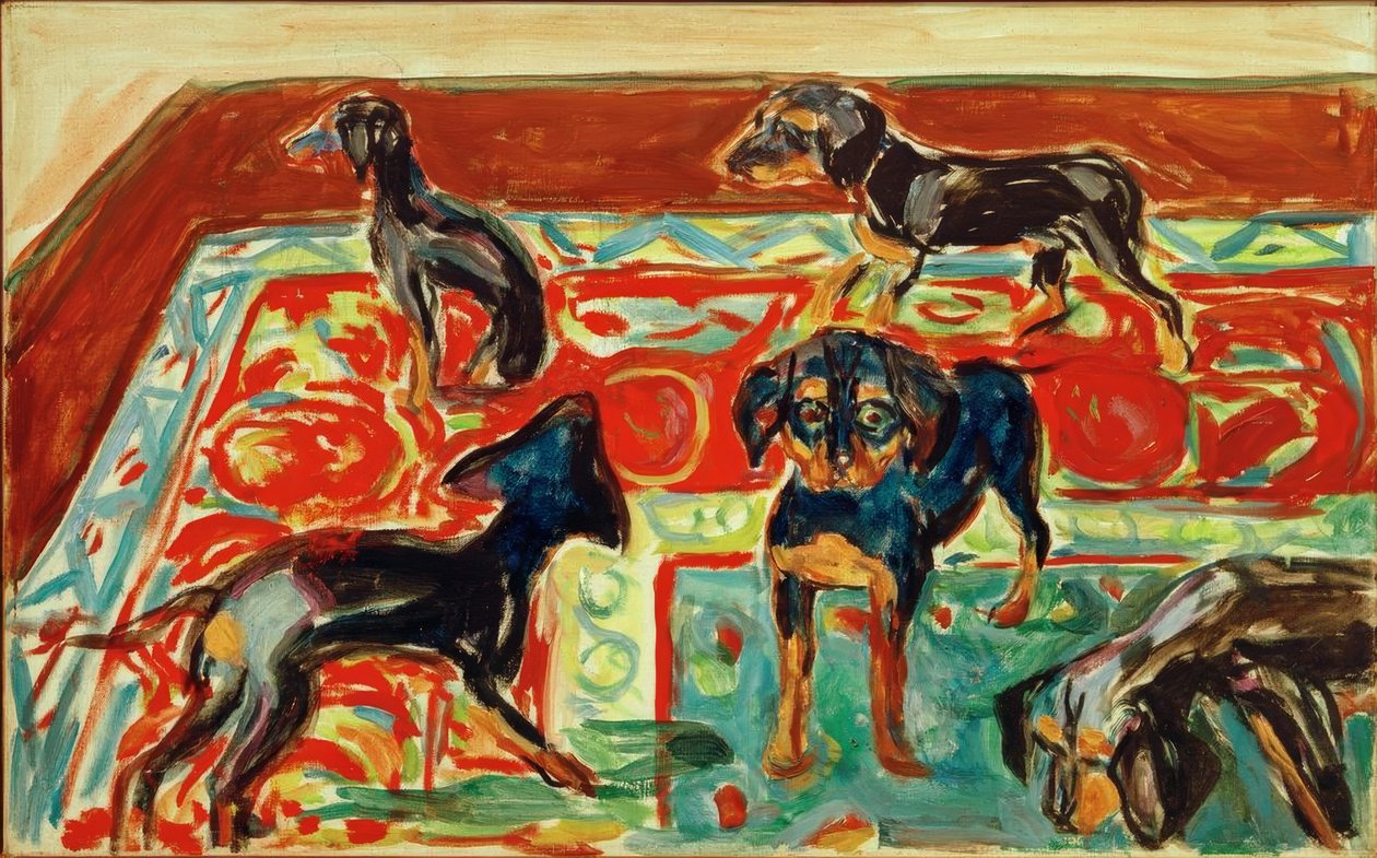 Cinco cachorros en la alfombra de Edvard Munch