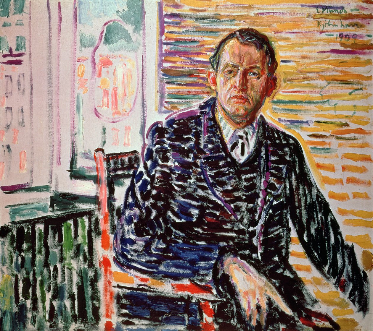 Autorretrato con camisa azul de Edvard Munch