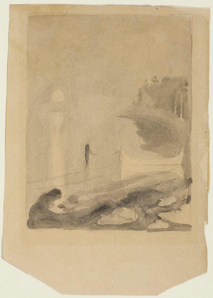 Un barco atado a un muelle de Edvard Munch