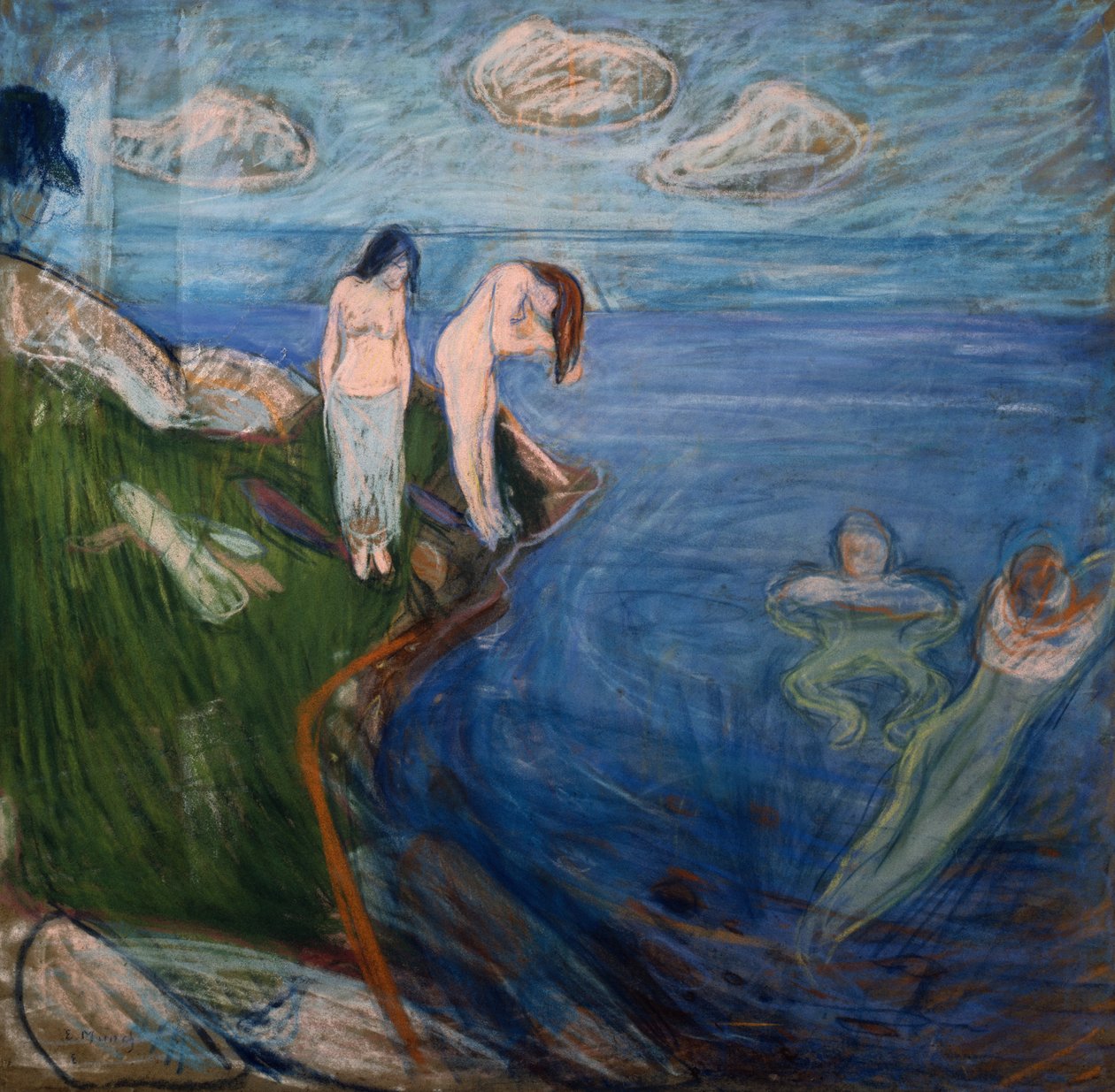 bañándose mujeres de Edvard Munch