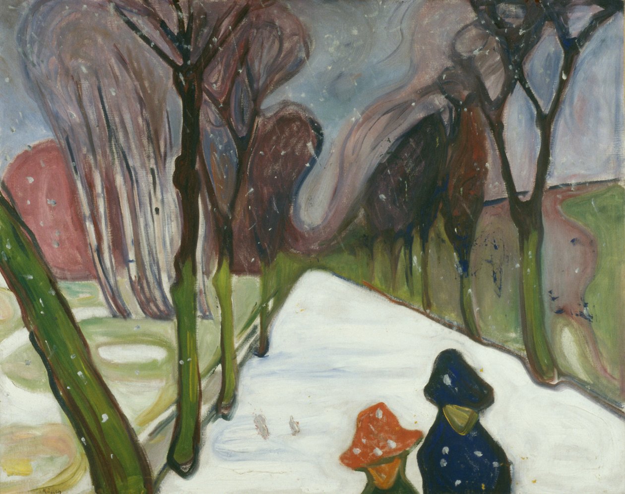 Nieve nueva en la avenida de Edvard Munch