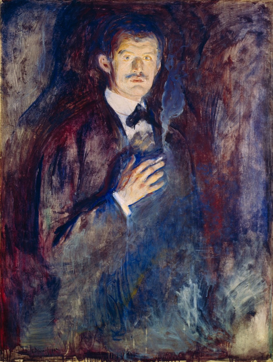 Autorretrato con un cigarrillo de Edvard Munch
