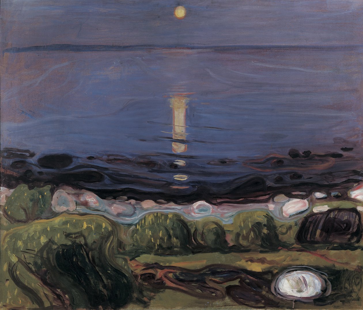 Noche de verano en la playa de Edvard Munch