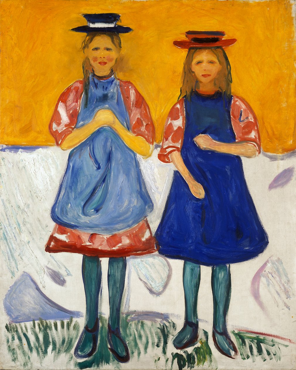 Dos niñas con delantales azules de Edvard Munch