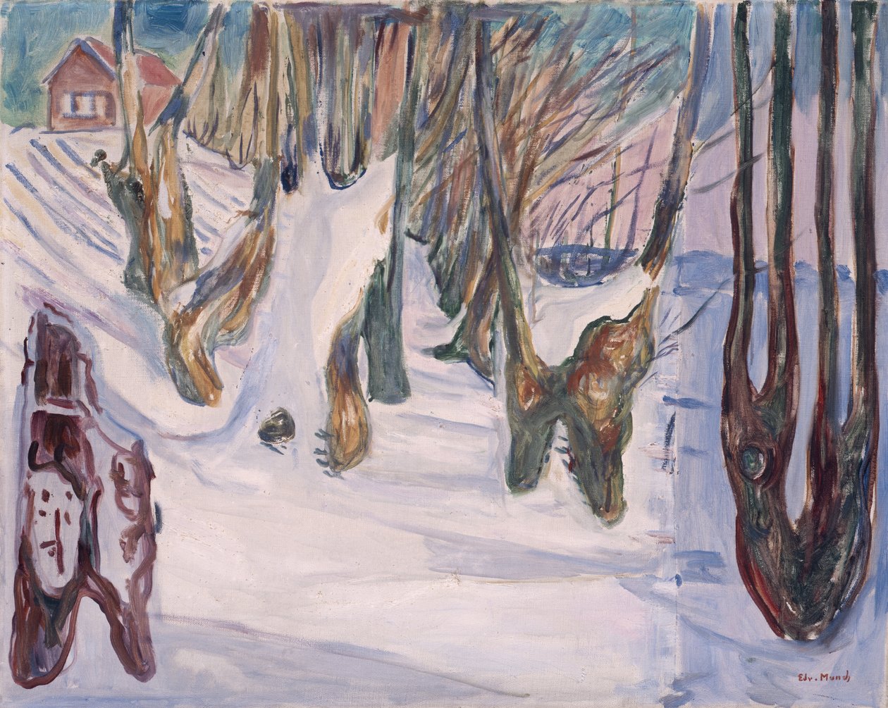 Paisaje de invierno con casa de Edvard Munch