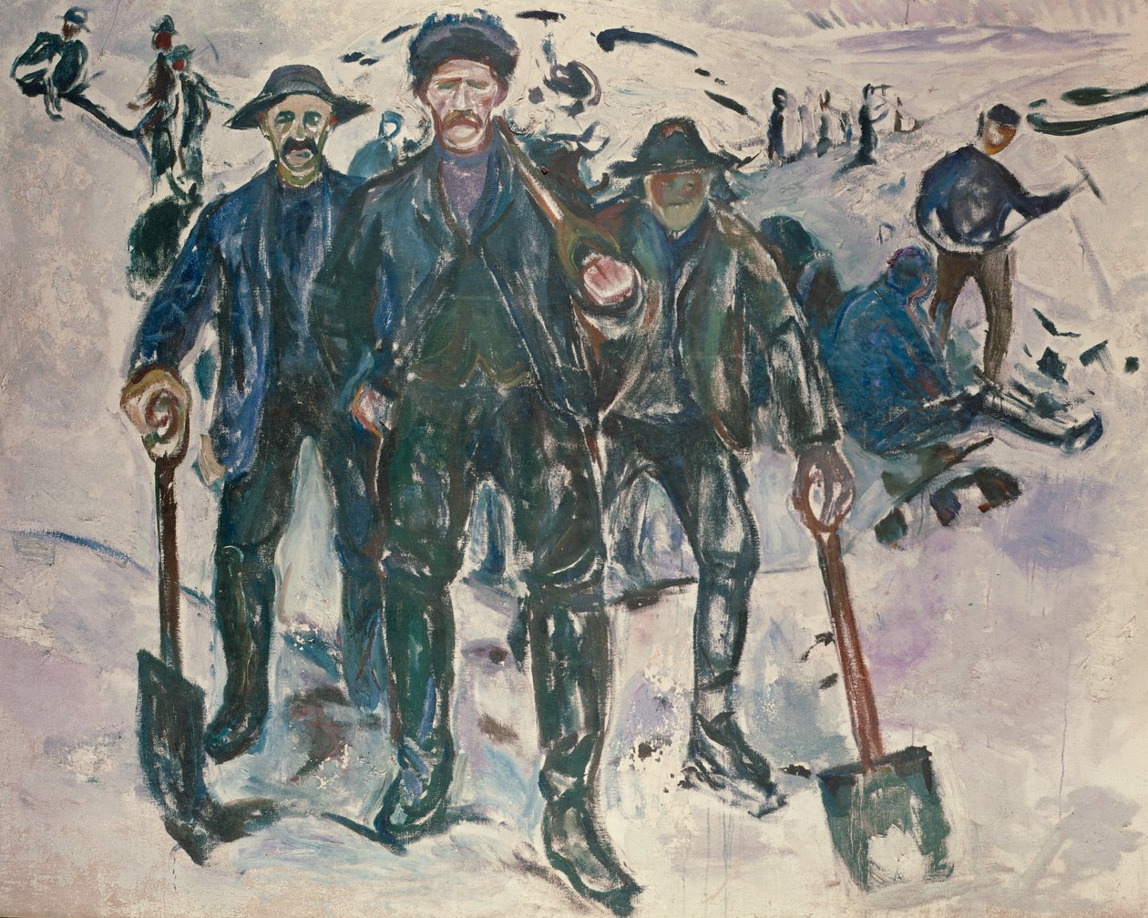 Wokers en la nieve de Edvard Munch