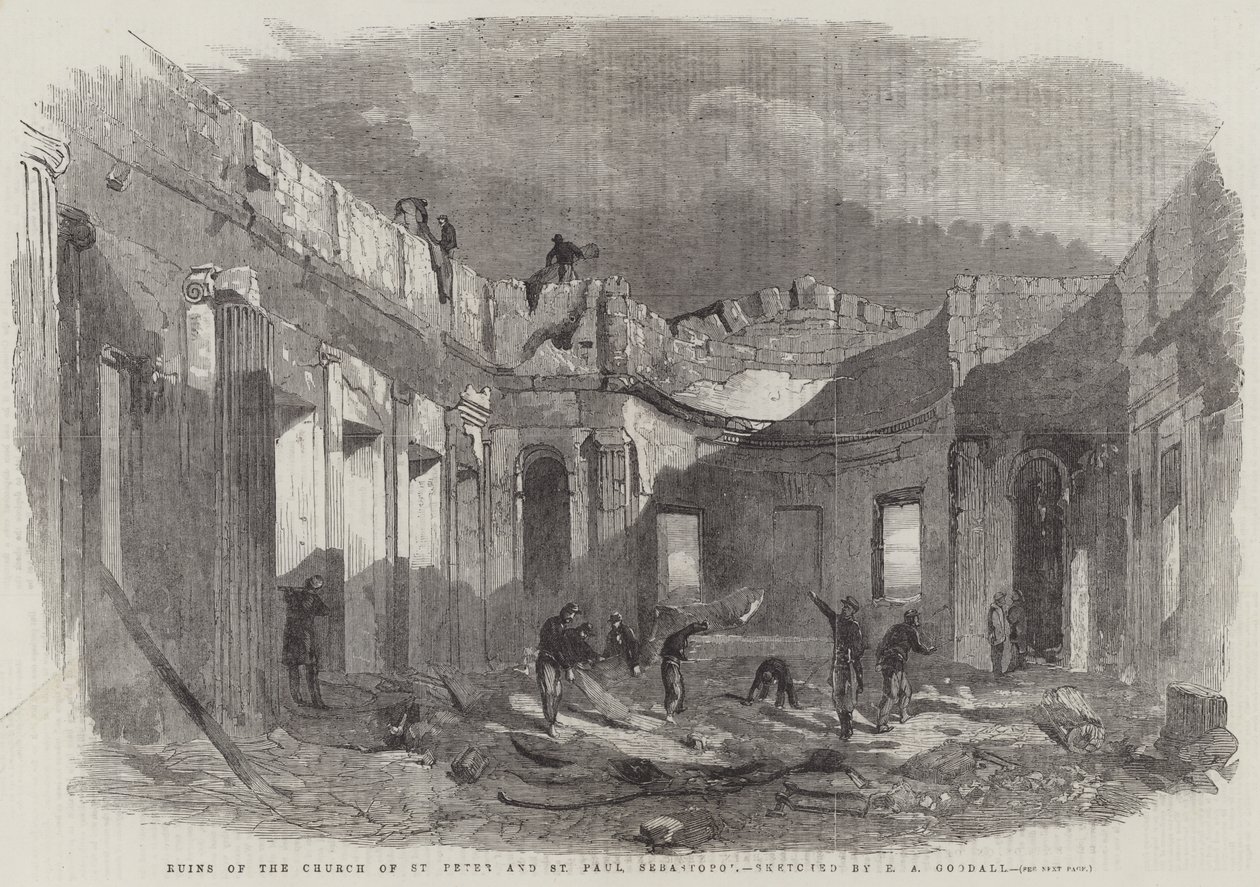 Ruinas de la Iglesia de San Pedro y San Pablo, Sebastopol de Edward Angelo Goodall