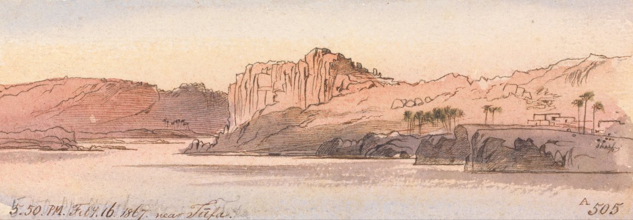 Cerca de Tafa, 5-50 pm, 16 de febrero de 1867 (505A) de Edward Lear