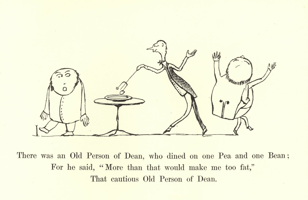 Había una vez una persona mayor de Dean, que cenaba con un guisante y un frijol de Edward Lear