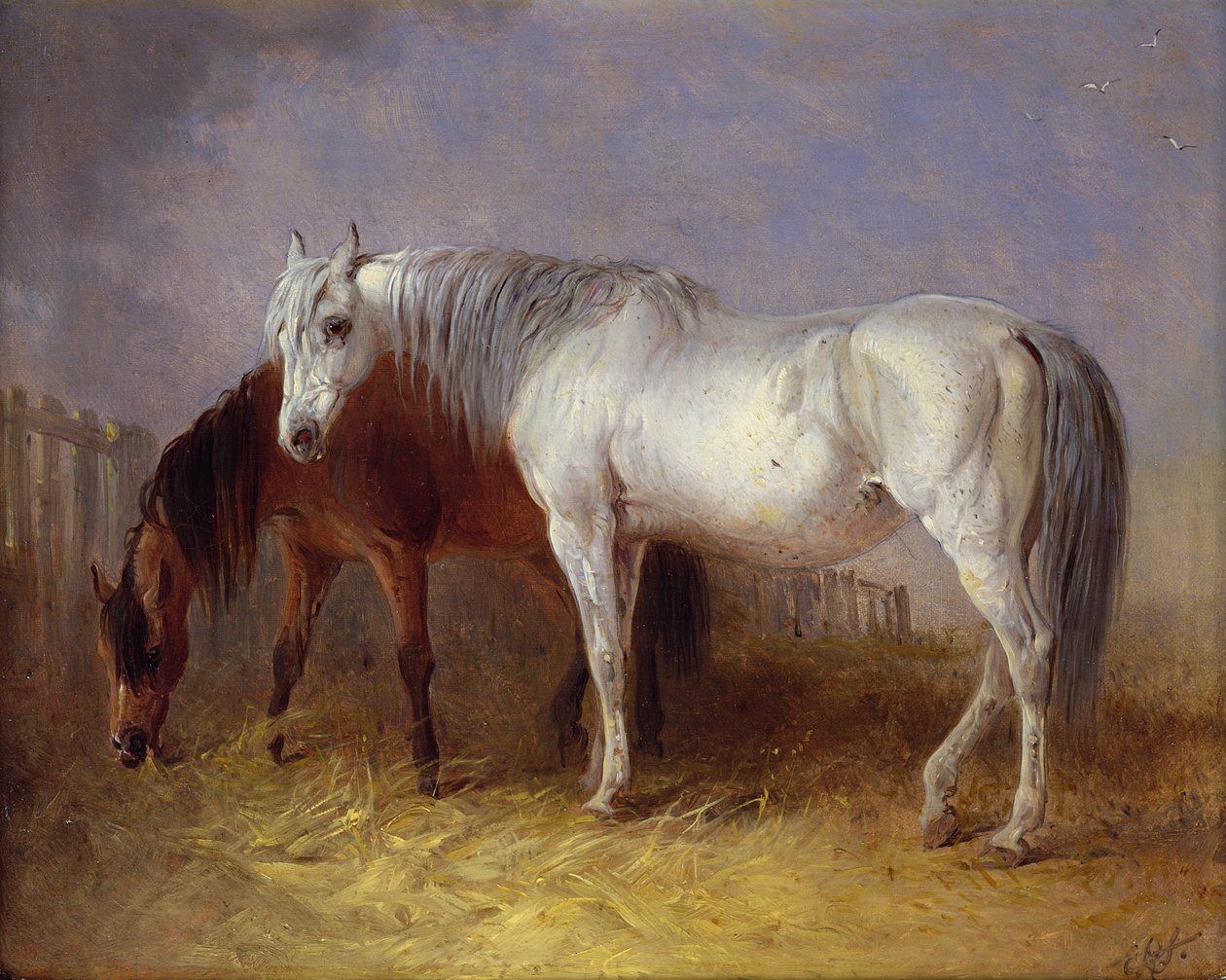 Caballos grises y castaños de Edward Robert Smythe