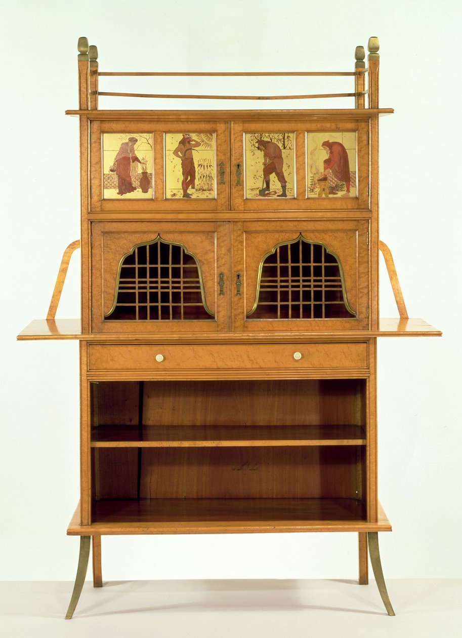 Gabinete de Madera de Satén con Paneles Pintados, c.1877 de Edward William Godwin