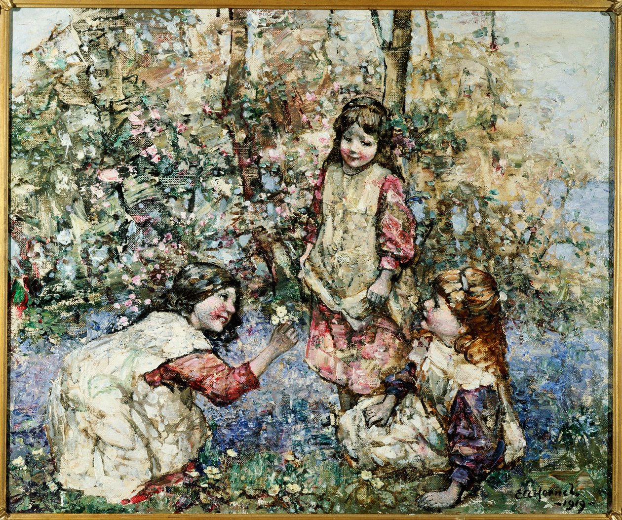 Recogiendo prímulas de Edward Atkinson Hornel