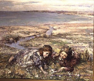 Dos niñas en la playa de Edward Atkinson Hornel