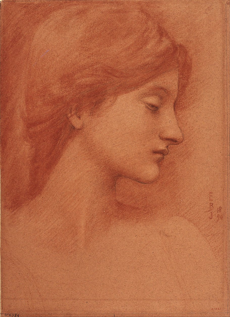 Estudio de una Cabeza Femenina de Edward Burne Jones
