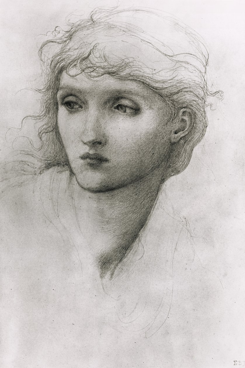 Estudio de la cabeza de una niña de Edward Burne Jones