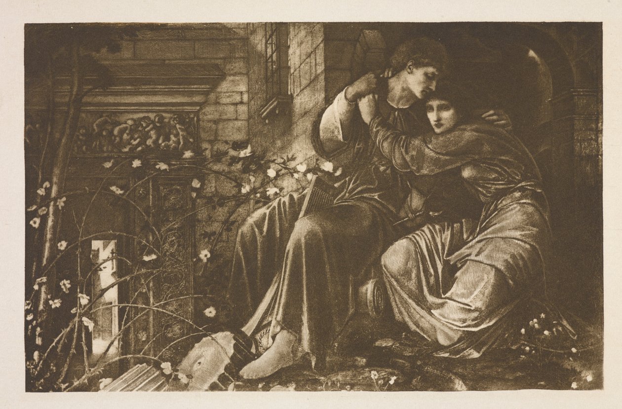 Amor entre las ruinas de Edward Coley (after) Burne Jones