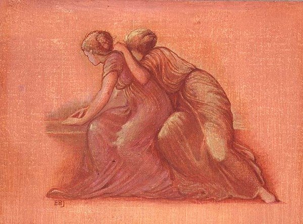 Figuras en un balcón de Edward Coley Burne Jones