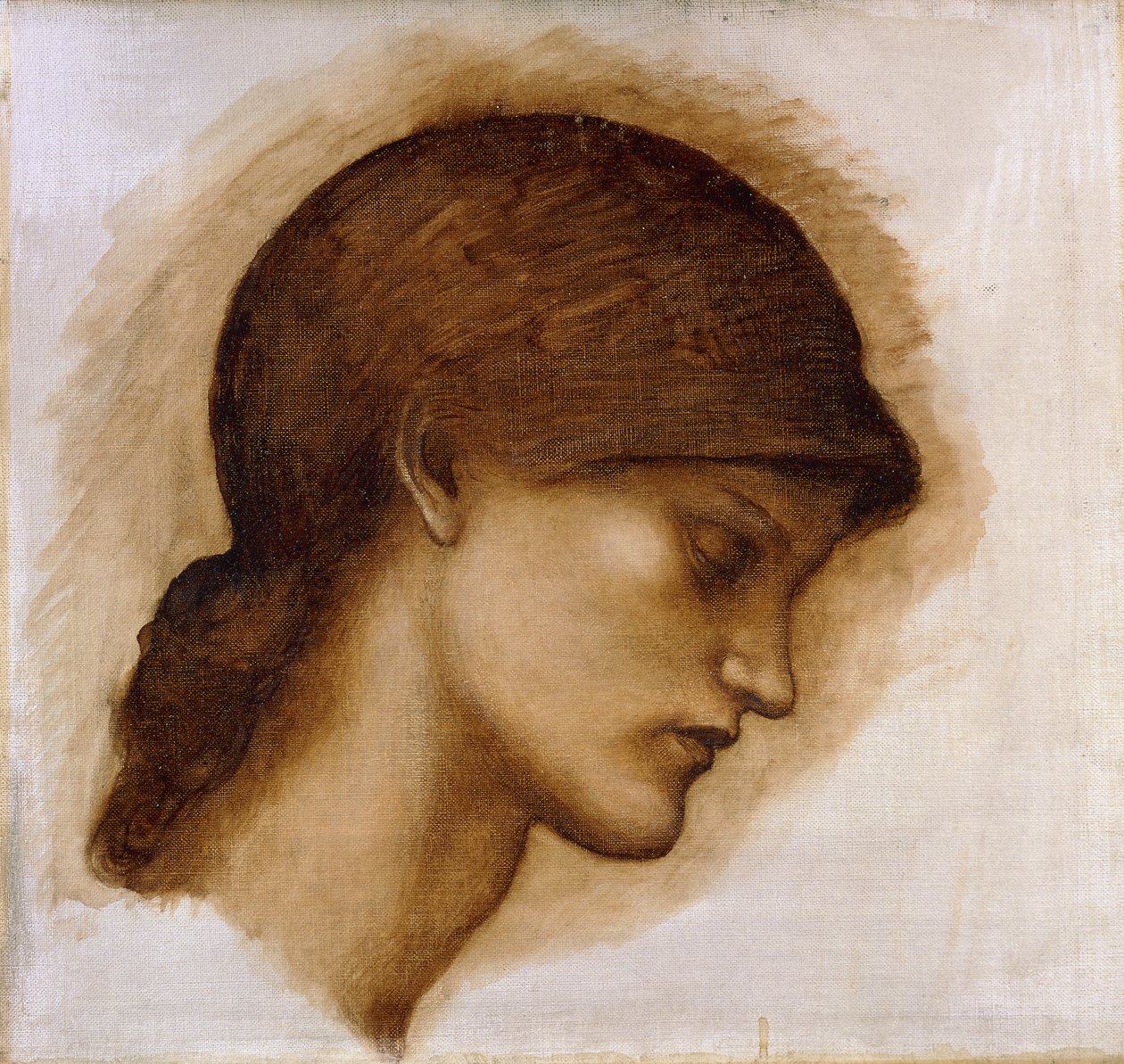 Estudio de la cabeza de una dama de Edward Burne Jones