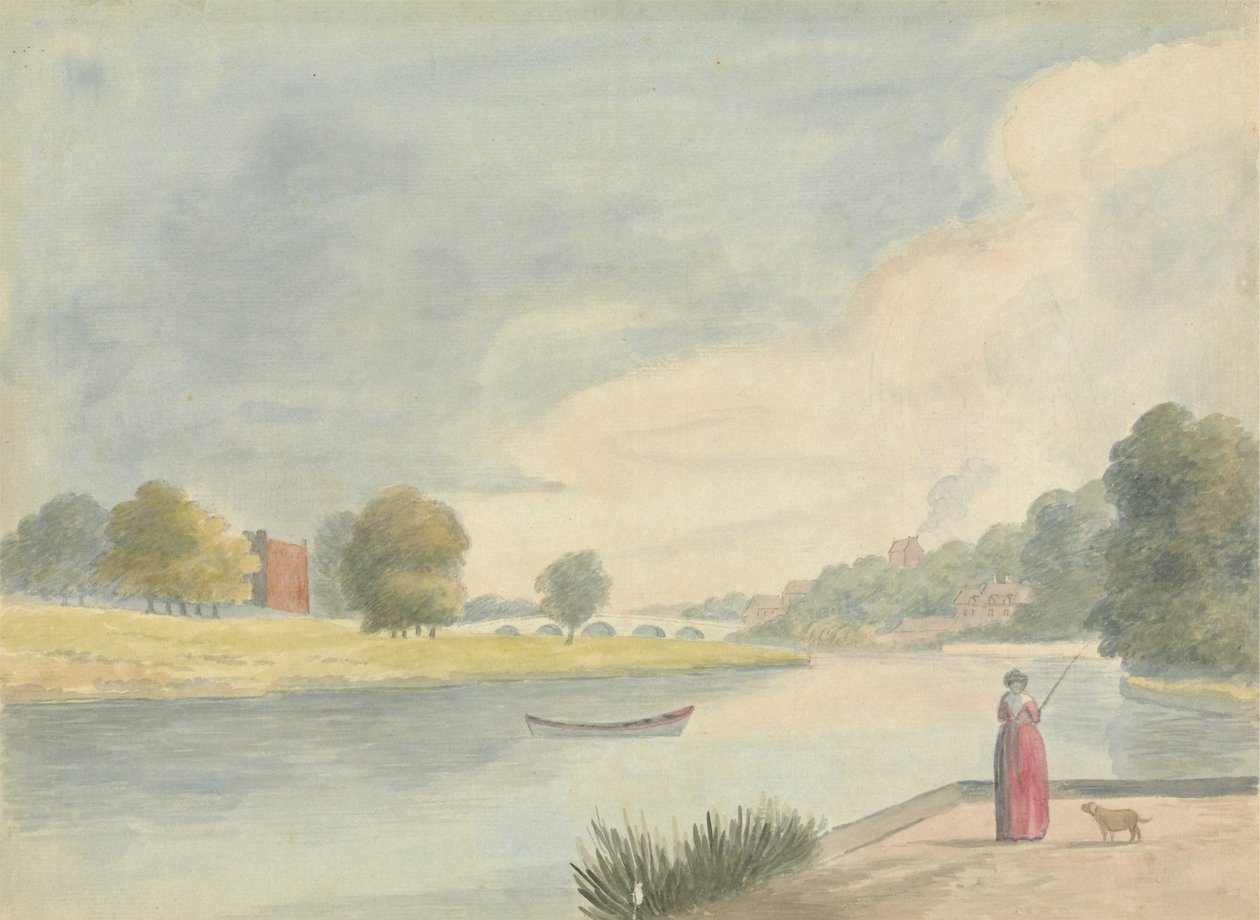 Mujer pescando de Edward Francis Burney