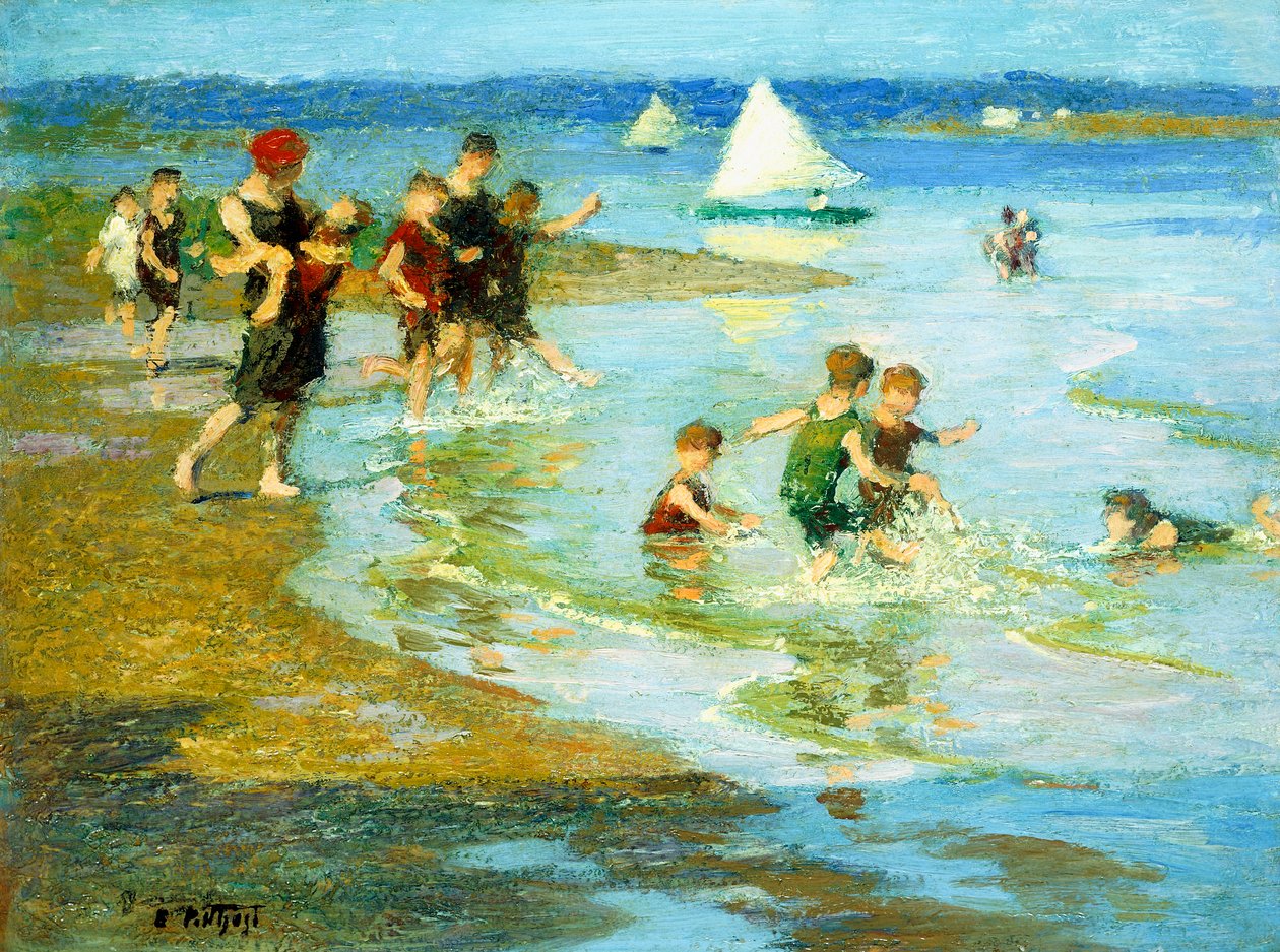 Niños jugando en la playa de Edward Henry Potthast