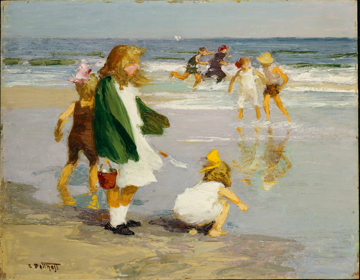 Jugar en las olas de Edward Henry Potthast