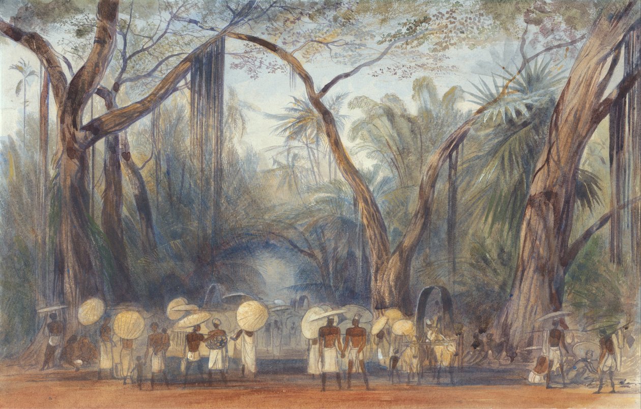 Coolies en la carretera cerca de Kalicut, Malabar de Edward Lear