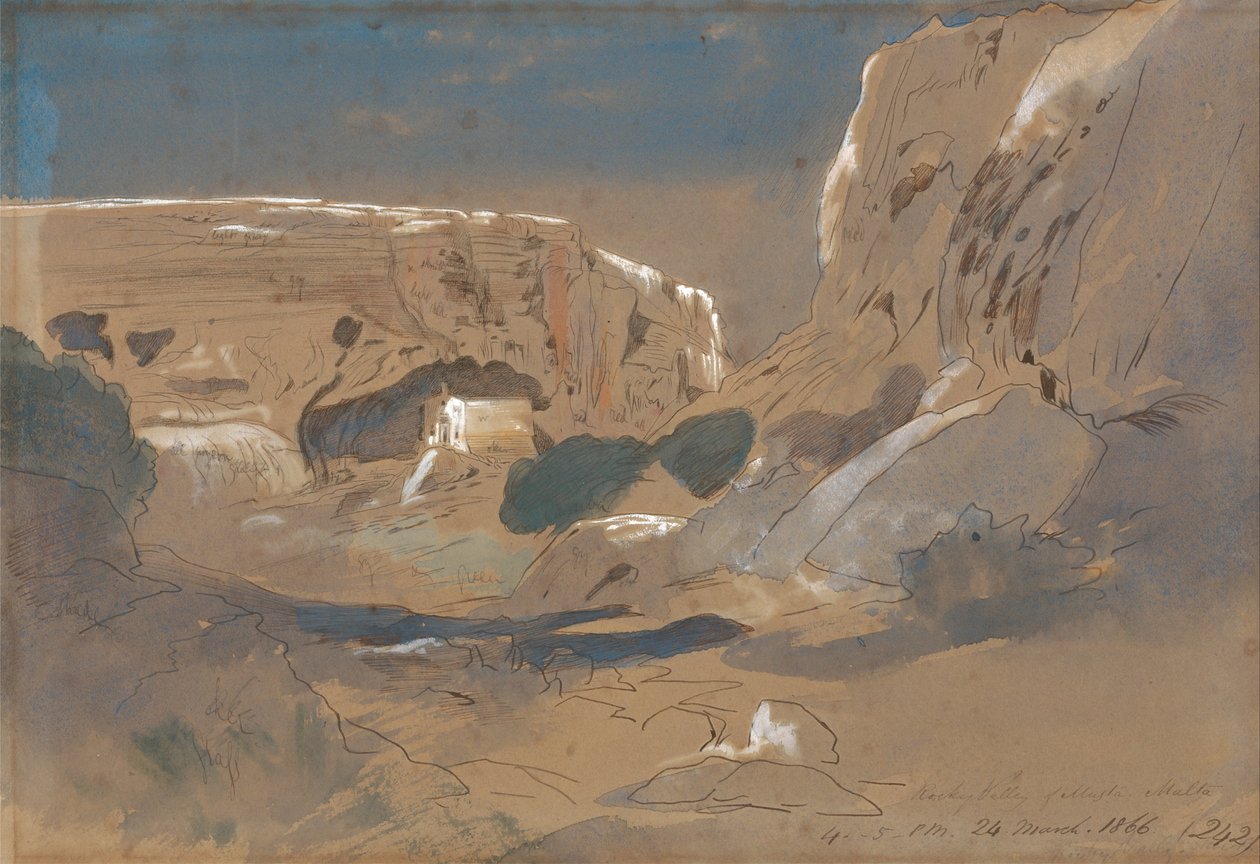 Valle rocoso de Mosta, Malta de Edward Lear