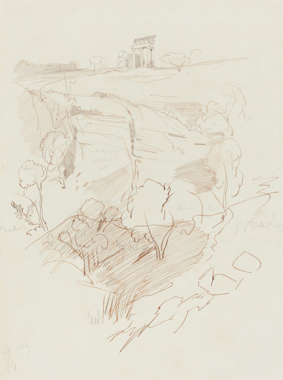 Templo en Ruinas en una Colina de Edward Lear