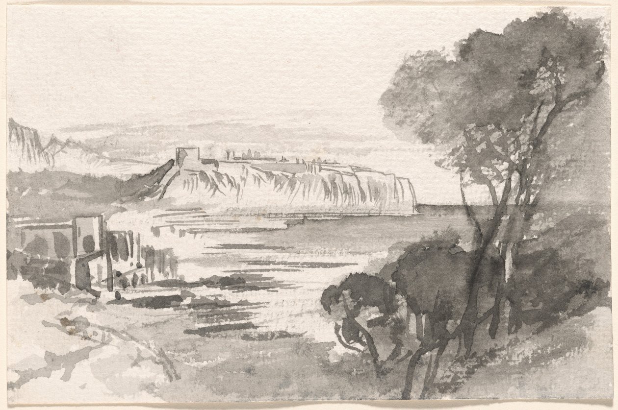 Vista a través de una bahía (Mónaco) de Edward Lear