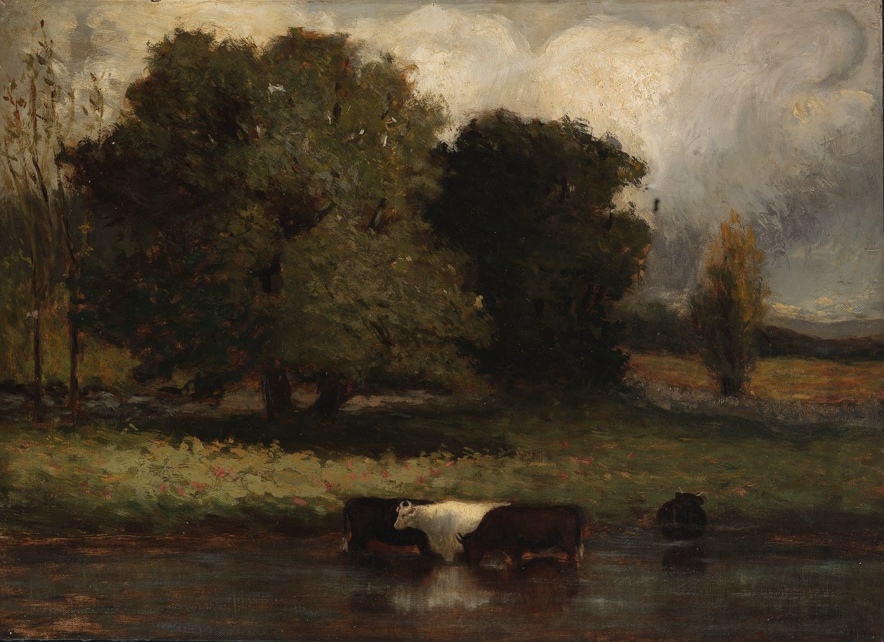 Sin título (Cuatro vacas vadeando un estanque) de Edward Mitchell Bannister
