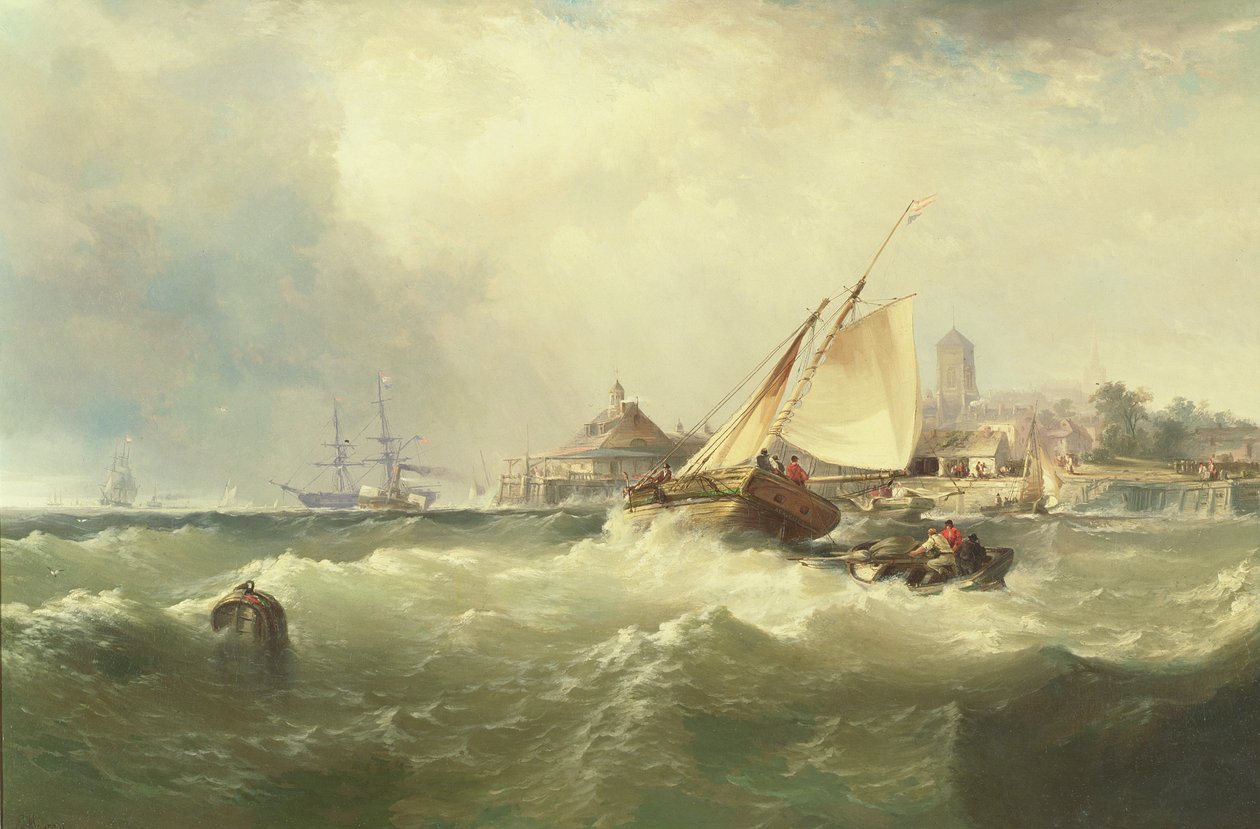 New Castle en el Delaware de Edward Moran