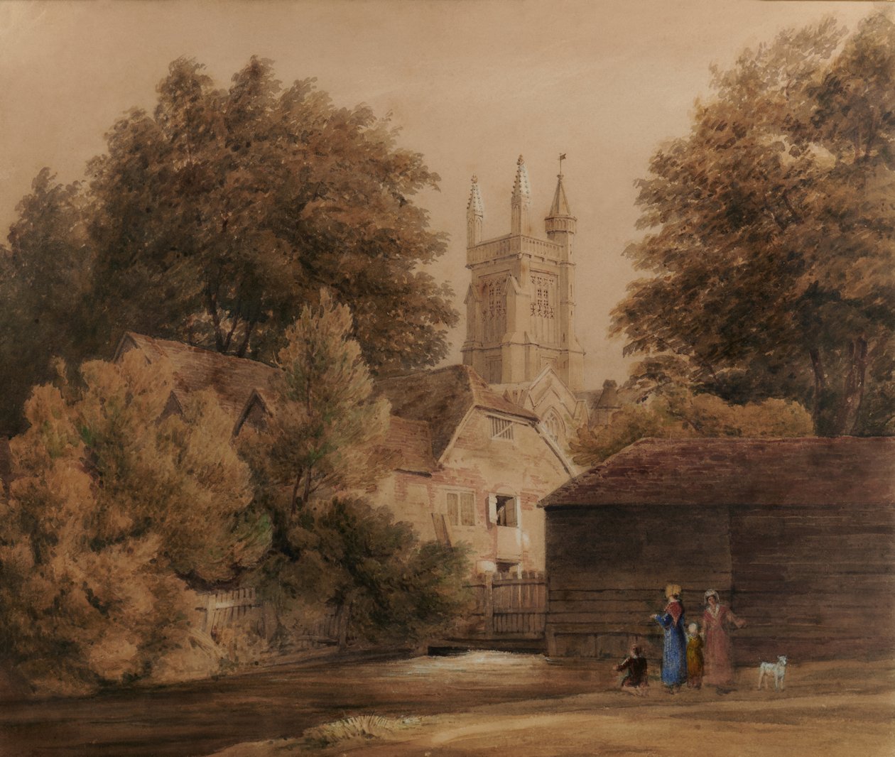 Vista cerca de Winchester (Catedral al fondo) de Edward Pretty