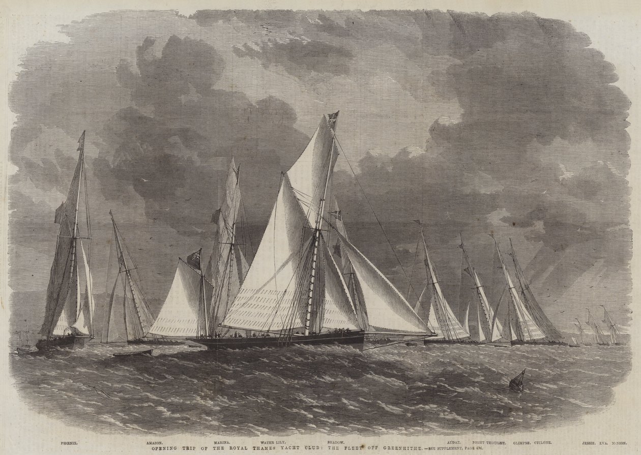 Viaje inaugural del Royal Thames Yacht Club, la flota frente a Greenhithe de Edwin Weedon