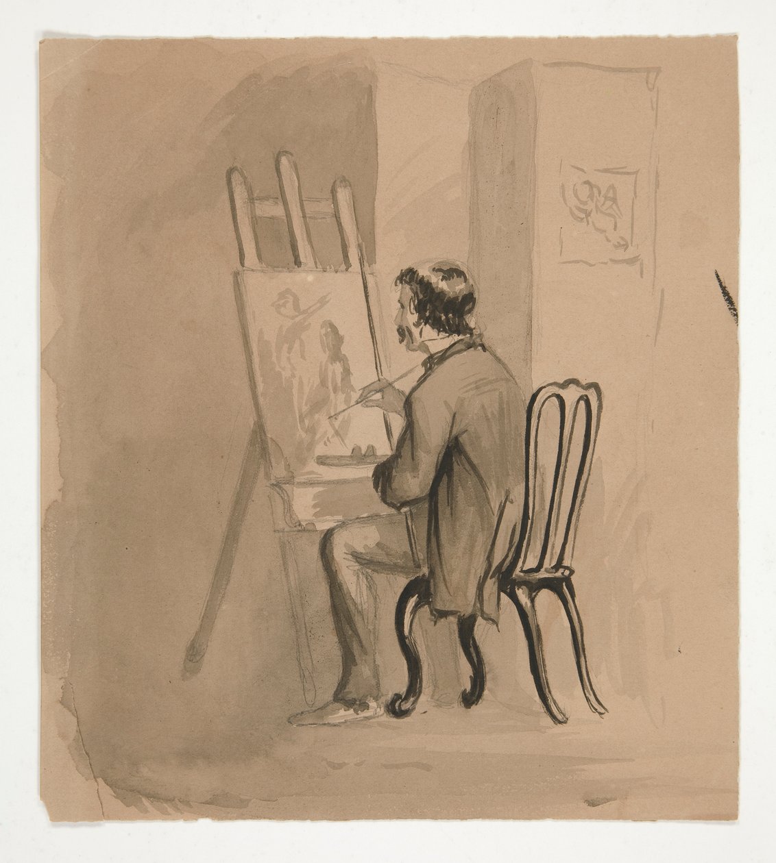 Artista sentada en el caballete de Edwin Austin Abbey