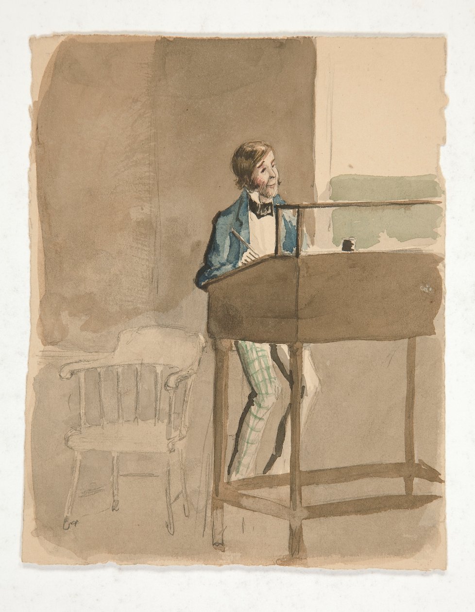Boceto para Charles Dickens de Edwin Austin Abbey