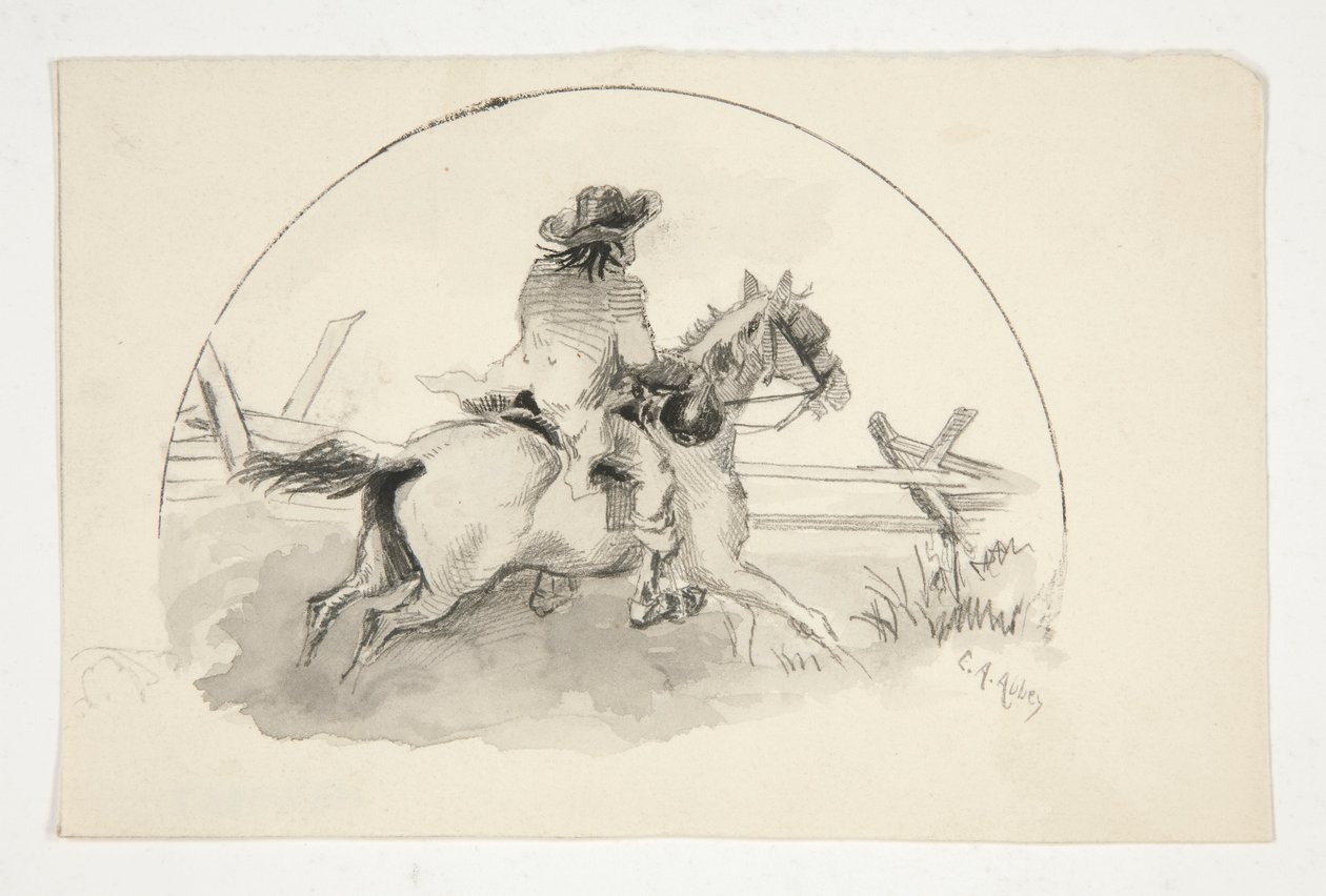 Ilustración no identificada [Hombre a caballo] de Edwin Austin Abbey