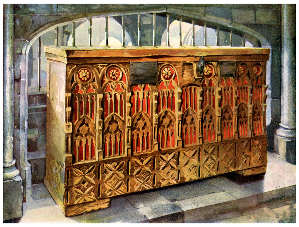 Cofre con contrafuertes del siglo XIV, 1910 de Edwin Foley