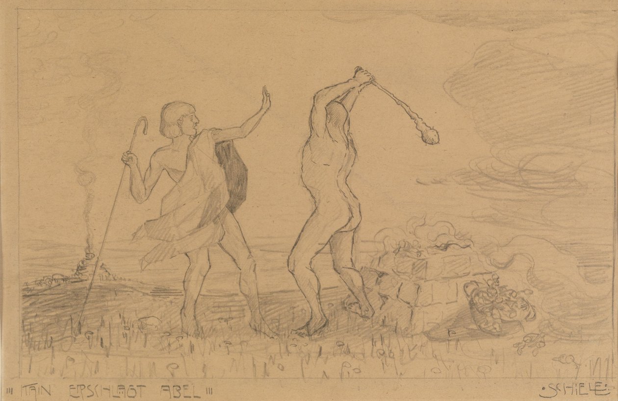 Caín mata a Abel de Egon Schiele