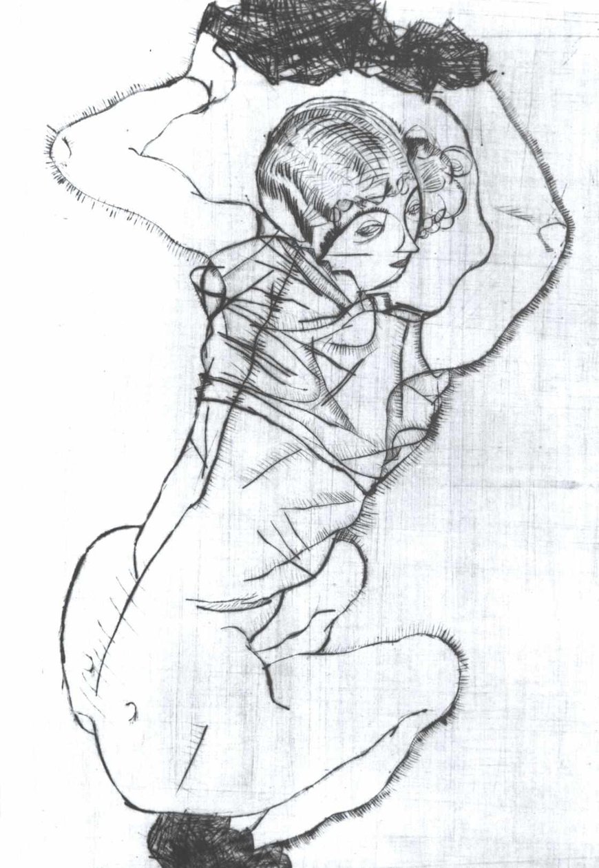 En cuclillas de Egon Schiele