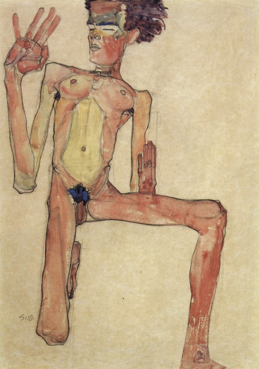 Desnudo arrodillado de Egon Schiele
