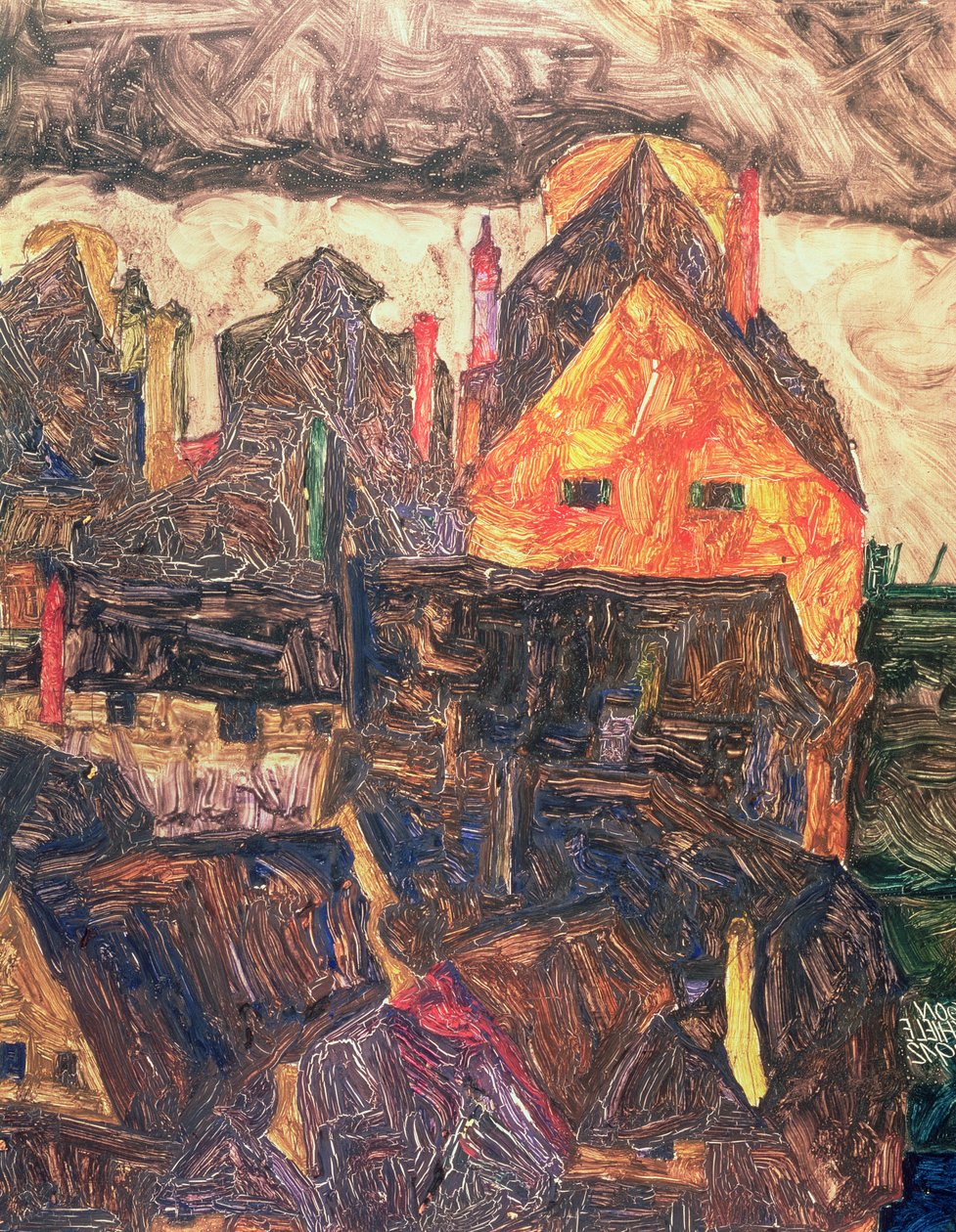 Krumau en el Moldava, 1912 de Egon Schiele