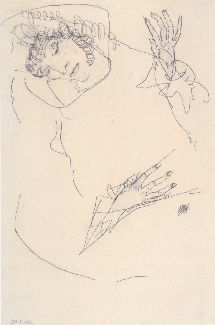 Mujer reclinada con la cabeza inclinada de Egon Schiele